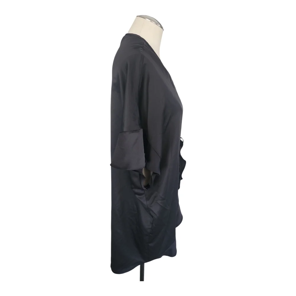 Victoria's Secret Elegant Black Robe Sexy Valentine Satin RuffleTie Robe Love - Picture 4 of 7